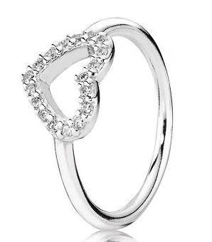 Anillo Corazón Contorno Pavé Plata