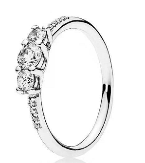 Anillo Pandora trilogía tres circonias plata