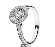 Anillo Pandora halo redondo pavé plata