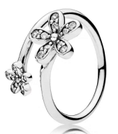 Anillo Pandora Dúo de Flores Pavé