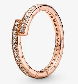 [JZ-83] Anillo Pandora Pico Pavé y Logo Oro Rosa