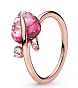Anillo Pandora Gota Rosa Acento Oro Rosa