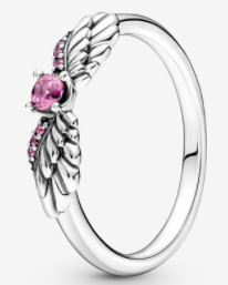 Anillo Pandora Alas Piedras Rosa Plata