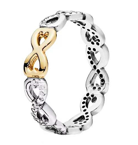 [JZ-95] Anillo Pandora Infinito Bicolor Circonias