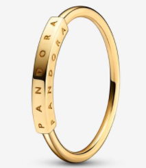 [JZ-304] Anillo Pandora Signature placa logo dorado