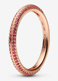 Anillo Pandora eternity pavé rojo oro rosa