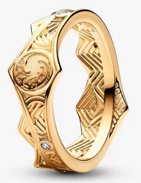 Anillo Pandora medallón león zigzag dorado