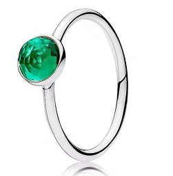 Anillo Pandora Solitario Circonia Verde Redonda
