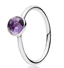 Anillo Pandora Solitario Circonia Morada Redonda