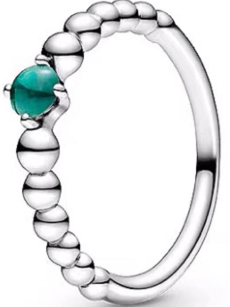 Anillo Pandora Bolitas Cabujón Verde Esmeralda