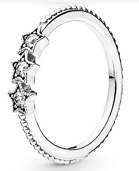 Anillo Pandora Tres Estrellas Circonia Borde Perlado