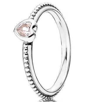 Anillo Pandora Corazón Circonia Rosa Palo Bolitas