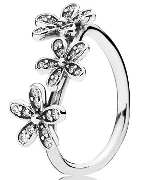 Anillo Pandora Tres Margaritas Pavé Plata