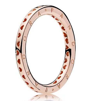Anillo Pandora Signature logo corazones oro rosa