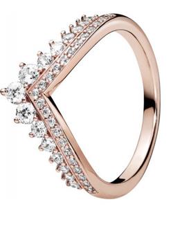[JZ-140] Anillo Pandora corona V doble hilera oro rosa