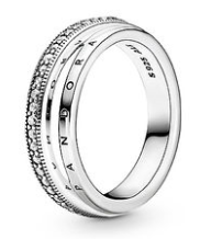 [JZ-142] Anillo Pandora Signature logo pavé doble plata