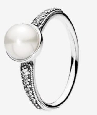 Anillo Pandora perla pavé plata