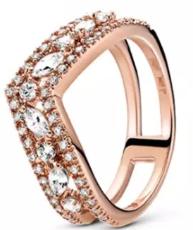 Anillo Pandora banda ancha marquise pavé oro rosa