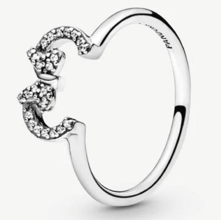 Anillo Pandora doble lazo pavé plata