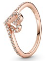 Anillo Corazón Contorno Baño Oro Rosa