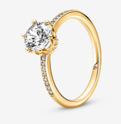 [JZ-183] Anillo Solitario Circonia Baño Dorado