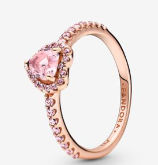 [JZ-186] Anillo Corazón Halo Rosa Baño Oro Rosa