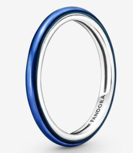 Anillo Banda Esmalte Azul Plata