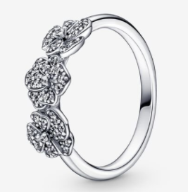 Anillo Tres Flores Pavé Plata