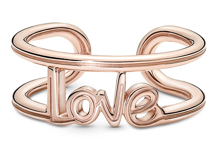Anillo Love Script Baño Oro Rosa