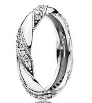 Anillo Cinta Trenzada Pavé Plata