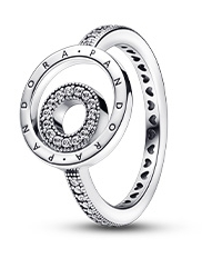 Anillo Pandora Signature Círculo Logo con Corazones