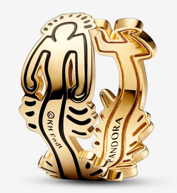 Anillo Pandora Silueta Bailarina Calada Baño Dorado