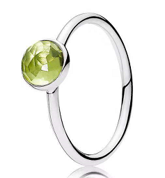 Anillo Pandora solitario circonia verde