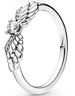 Anillo Pandora alas texturizadas pavé plata