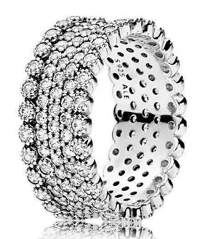 Anillo Pandora eternity pavé triple hilera plata