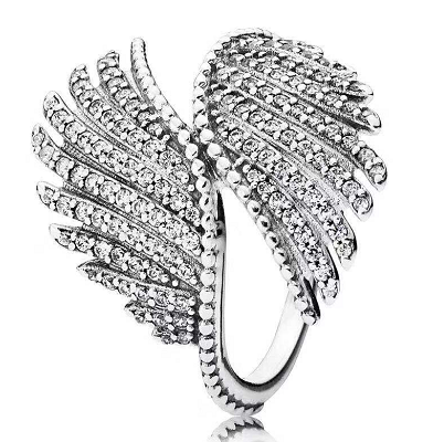 Anillo Pandora ala envolvente pavé plata