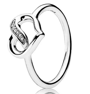 Anillo Pandora silueta corazón abierto plata