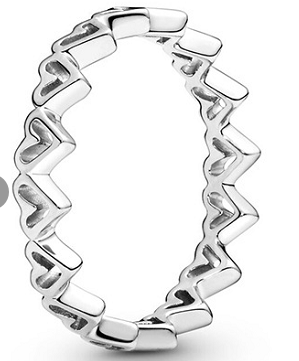 Anillo Pandora Corazones en Zigzag Plata