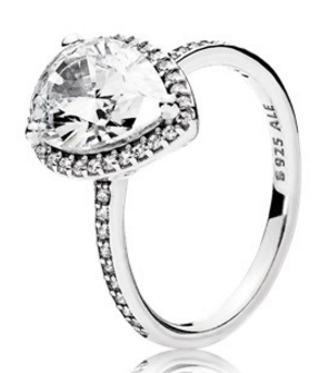 Anillo Pandora Halo Gota con Circonia Central