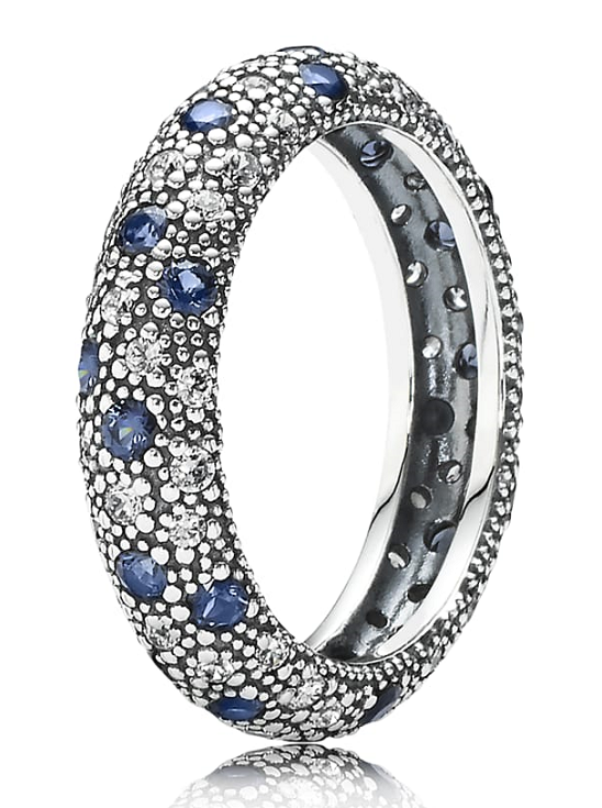 Anillo Pandora Cielo Estrellado Pavé Azul y Blanco