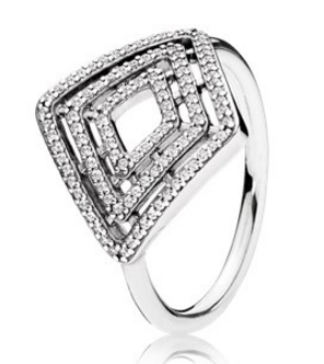 Anillo Pandora Geométrico Rombo Concéntrico con Circonias