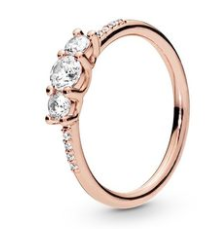 Anillo Pandora Trilogía de Circonias Baño Oro Rosa