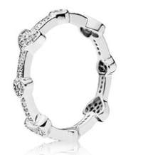 Anillo Pandora Corazones Alternados Lisos y Circonias