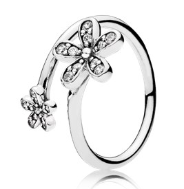 Anillo Pandora Abierto Margaritas con Circonias