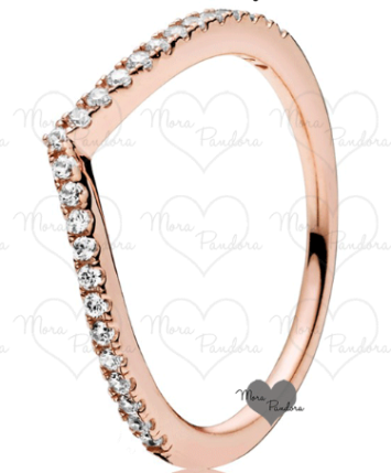 Anillo Pandora Deseo Punta en V Baño Oro Rosa con Circonias