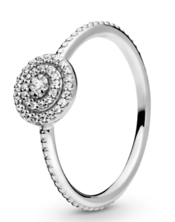 Anillo Pandora rosetón pavé doble halo circonia plata