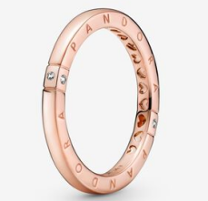 [JZ-281] Anillo Pandora Signature logo grabado oro rosa