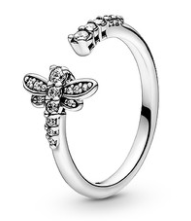 Anillo Pandora abierto libélula pavé circonia plata