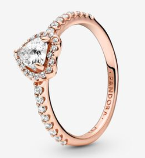 [JZ-286] Anillo Pandora corazón halo pavé oro rosa