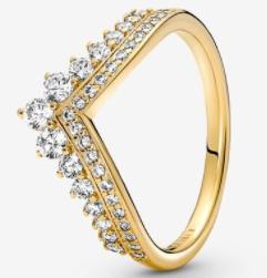 [JZ-292] Anillo Pandora tiara V circonias graduadas dorado